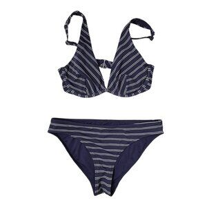 Athleta French Stripe Piha Plunge Bikini Set